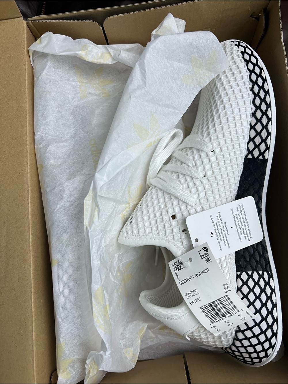 adidas White and Black Deerupt Runner Sneakers